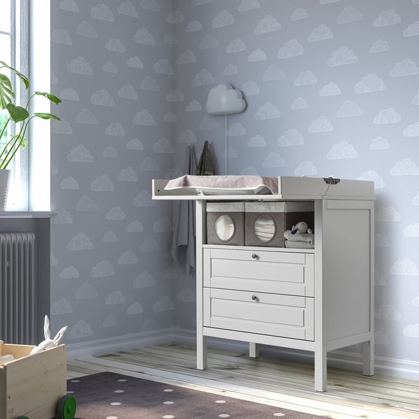 LEN box, grey/dotted white, 25x37x22 cm