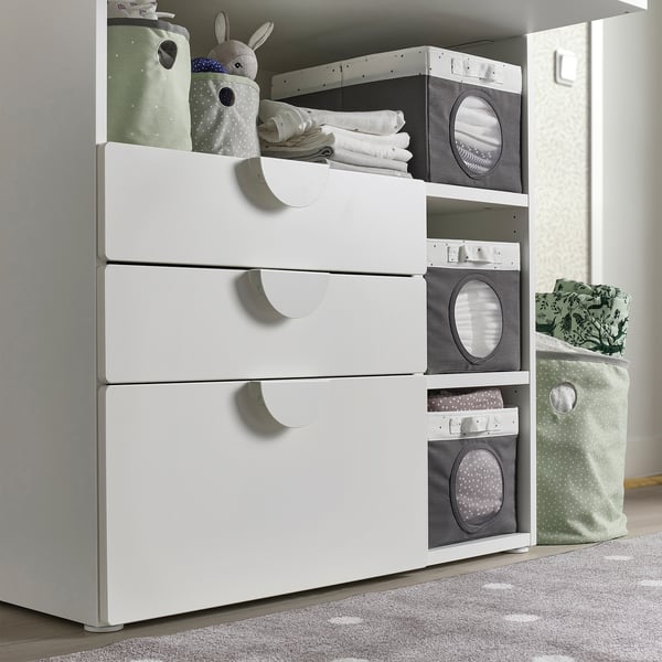 LEN box, grey/dotted white, 25x37x22 cm
