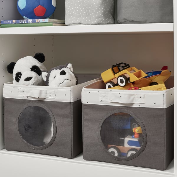 LEN box, grey/dotted white, 25x37x22 cm