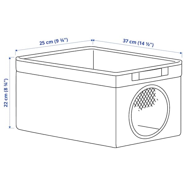 Ikea LEN - Box, grey/dotted white, 25x37x22 cm