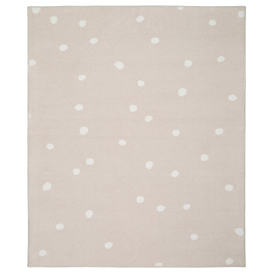 LEN rug, low pile, beige/dot pattern, 133x160 cm