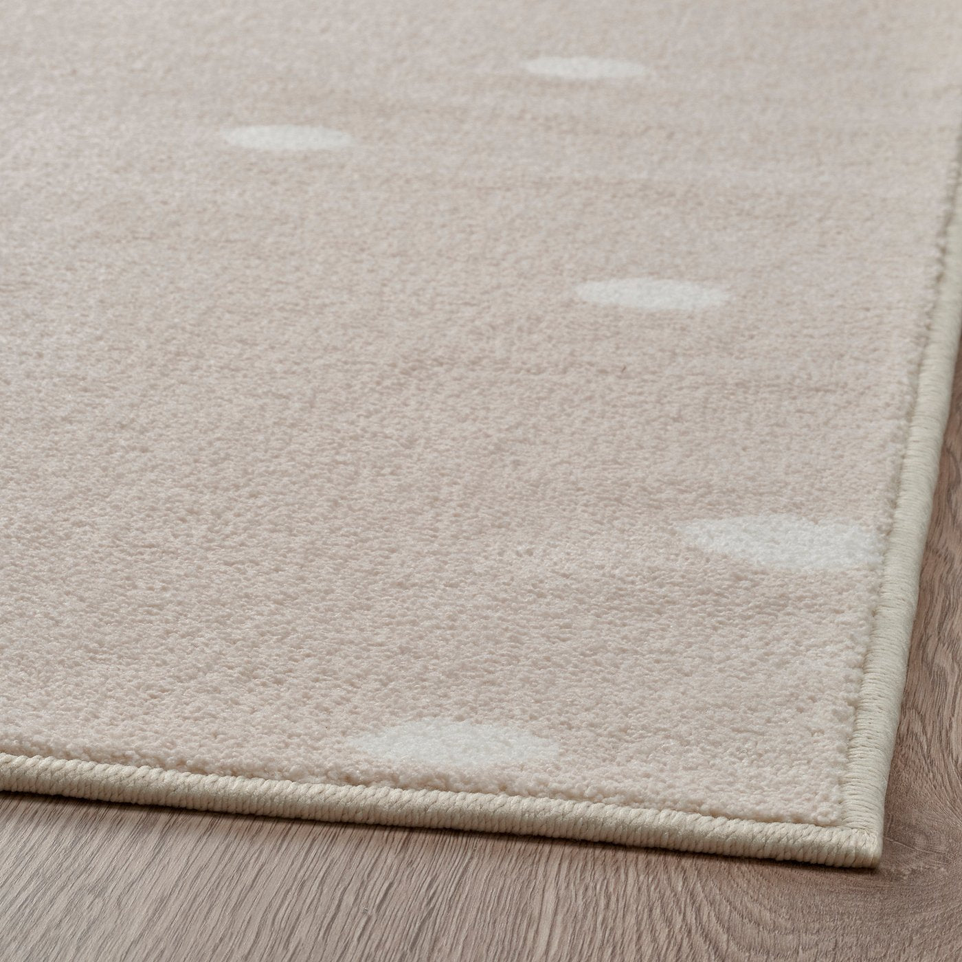 LEN rug, low pile, beige/dot pattern, 133x160 cm