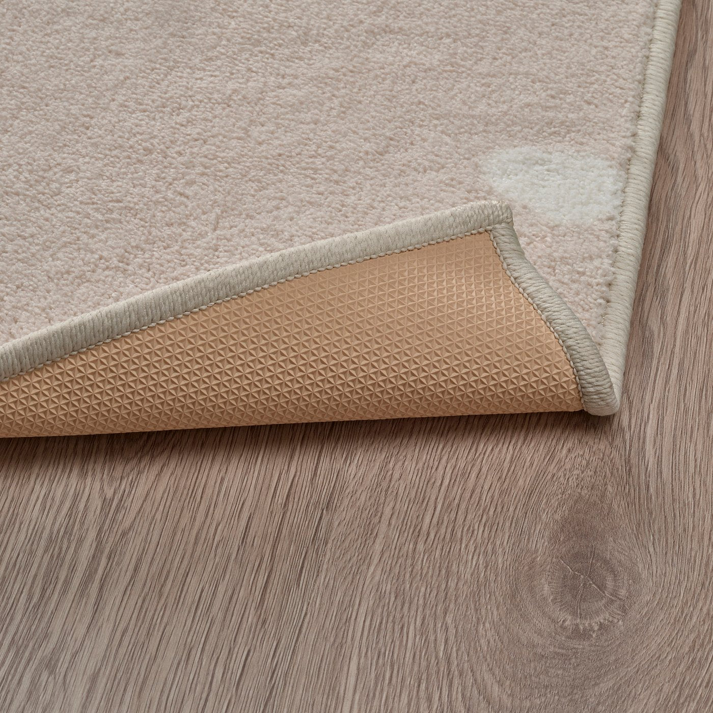LEN rug, low pile, beige/dot pattern, 133x160 cm