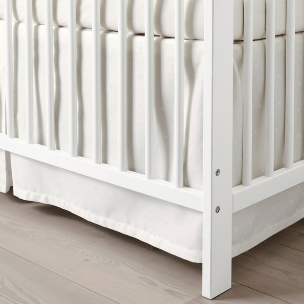 LENAST - Cot border, polka dot/white, 60x120 cm