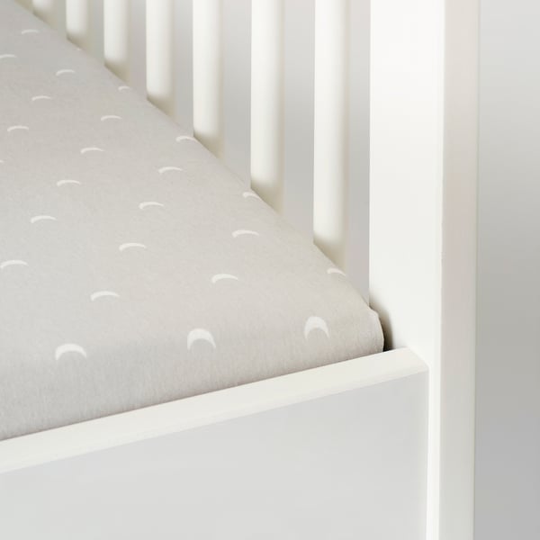 LENAST fitted sheet for cot, dotted/moon, 60x120 cm, 2 pack