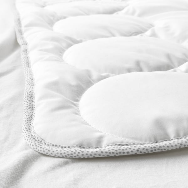 LENAST duvet for cot, white/grey, 110x125 cm