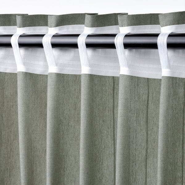 Ikea LENDA - Curtain with bracelet, 2 sheets, light grey-green, , 140x300 cm