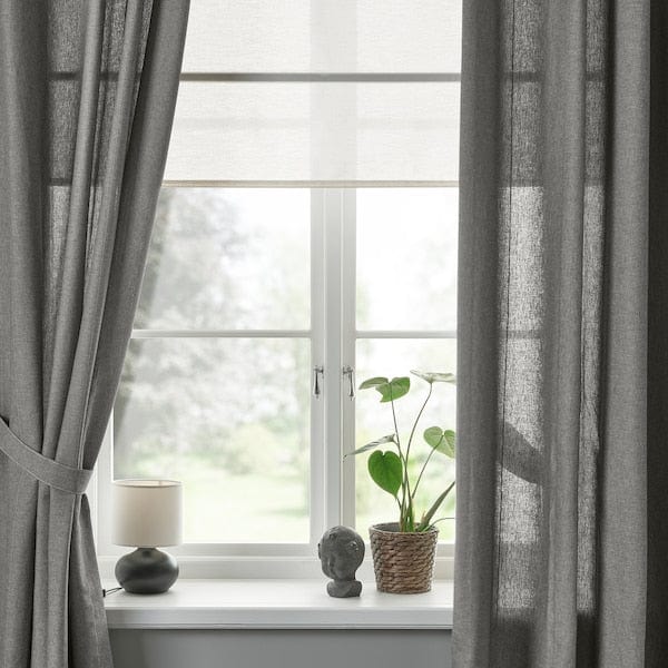 Ikea LENDA - Curtain with bracelet, 2 sheets, dark grey, , 140x300 cm