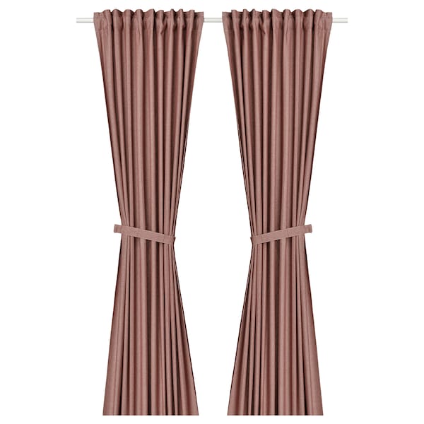 Ikea LENDA - Curtain with bracelet, 2 sheets, brown-red, , 140x300 cm