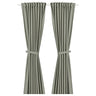 LENDA curtains with tie-backs, 1 pair, light grey-green/with heading tape, 140x300 cm