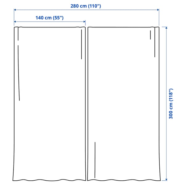 LENDA curtains with tie-backs, 1 pair, light pink/with heading tape, 140x300 cm