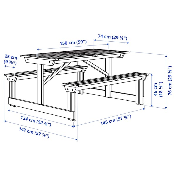 LERHOLMEN - Picnic table, acacia outdoor