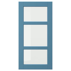 LERHYTTAN glass door, blue, 40x80 cm