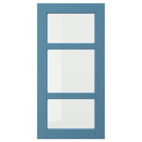 LERHYTTAN glass door, blue, 40x80 cm