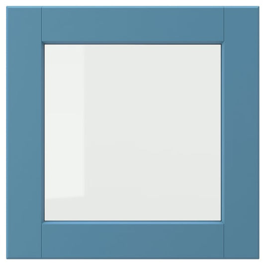 LERHYTTAN glass door, blue, 40x40 cm