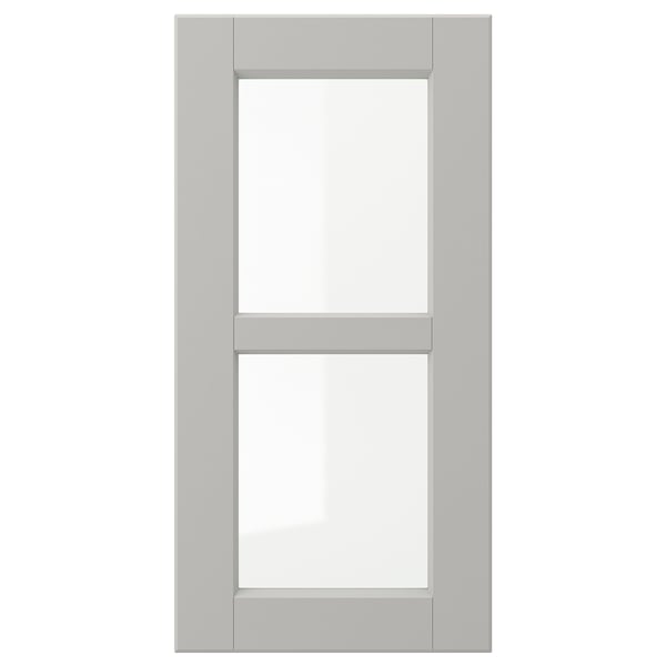 LERHYTTAN - Glass door, light grey, 30x60 cm