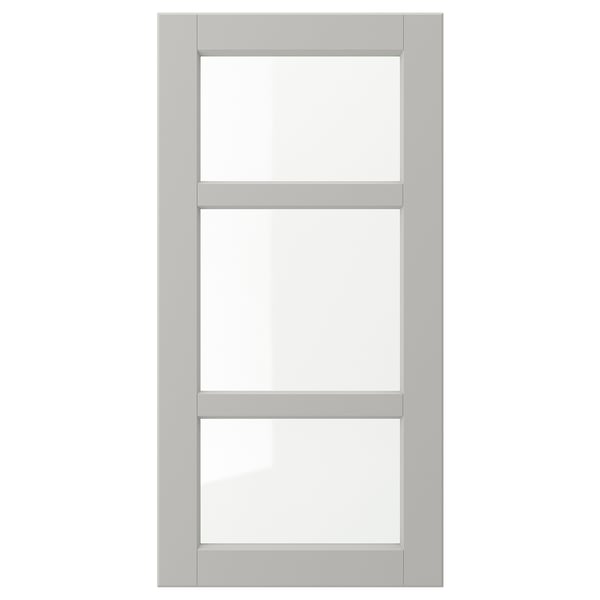 LERHYTTAN glass door, light grey, 40x80 cm