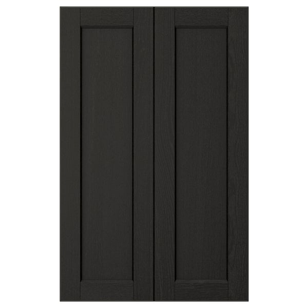 LERHYTTAN 2-p door f corner base cabinet set, black stained, 25x80 cm