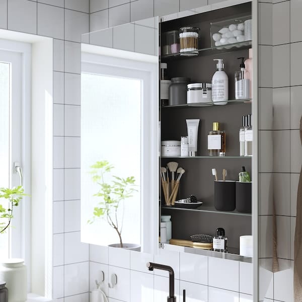 Ikea LETTAN - Mirror cabinet with doors, mirror effect/mirror glass, 100x15x95 cm