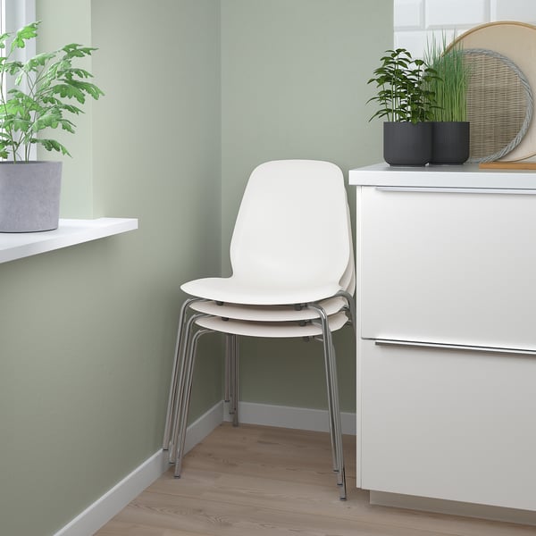 LIDÅS chair, white/Sefast chrome-plated, 45x81x50 cm