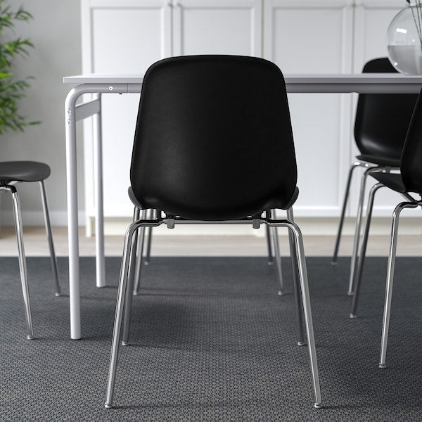 LIDÅS - Chair, black/Sefast chrome-plated