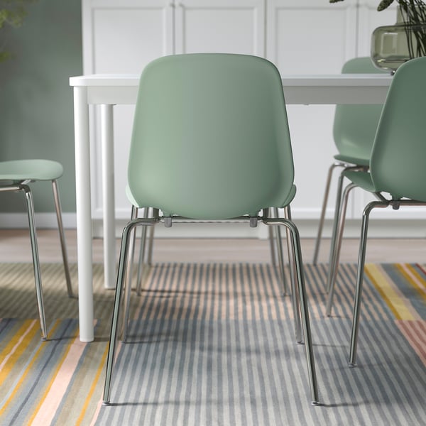 LIDÅS - LIDÅS Chair, green/Sefast chrome-plated