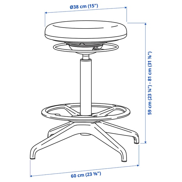 LIDKULLEN active sit/stand support, Gunnared beige, 60 cm