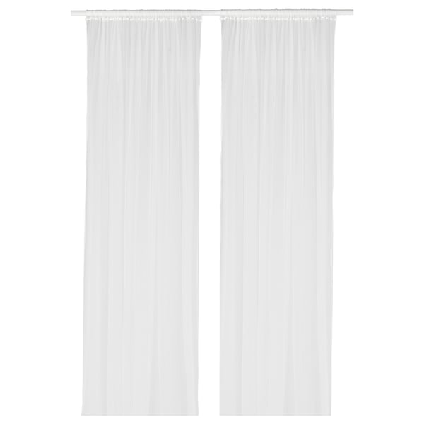 LILL net curtains, 1 pair, white/with rod pocket, 280x300 cm