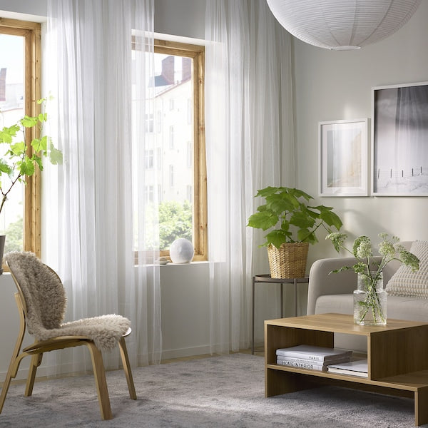 LILL net curtains, 1 pair, white/with rod pocket, 280x300 cm