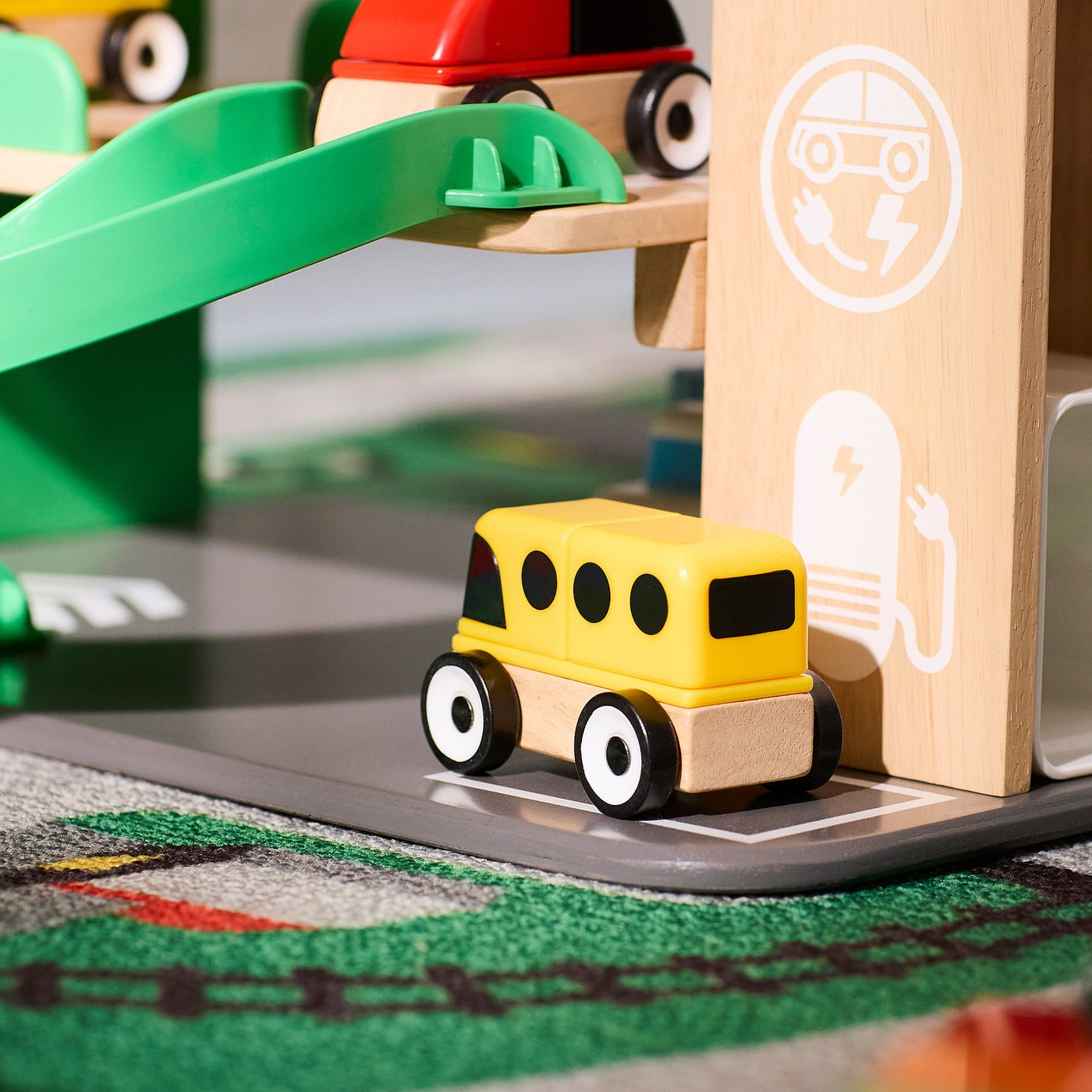 LILLABO garage with car and helicopter, multicolour, 35x42 cm