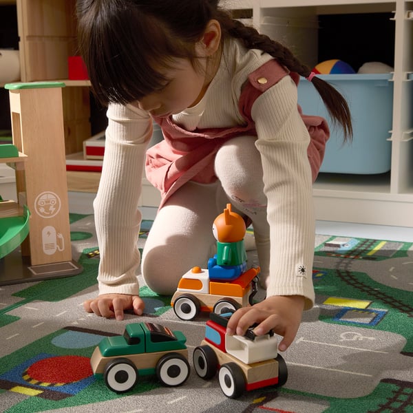 LILLABO vehicle, 3-piece set, fire truck sports car/tool truck multicolor