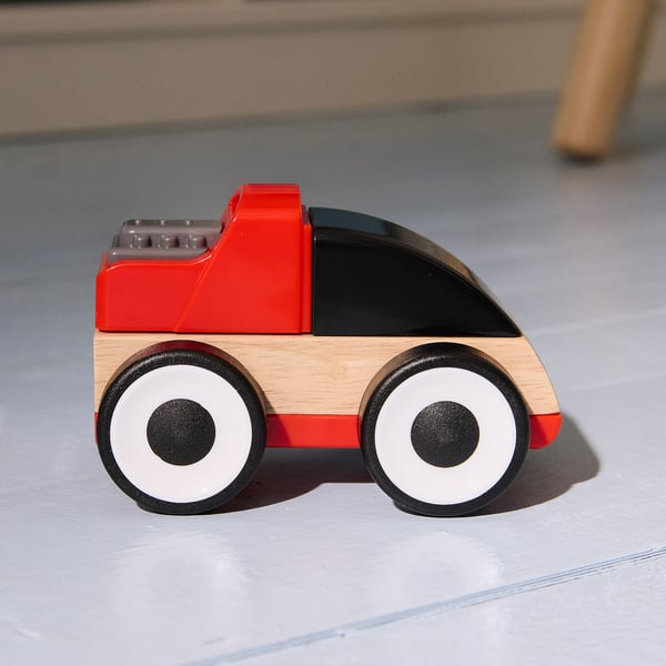 LILLABO 3-piece vehicle set, excavator police car/race car multicolour, 11x7 cm