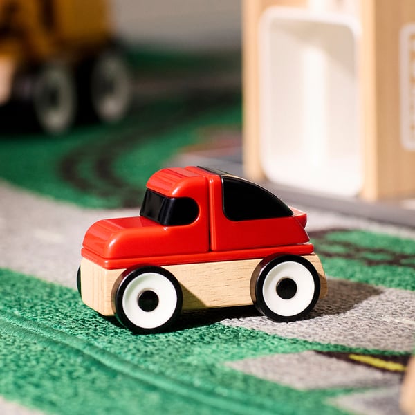 LILLABO vehicle, 4-piece set, sports car/school bus garbage truck recycle/police car/multicolor