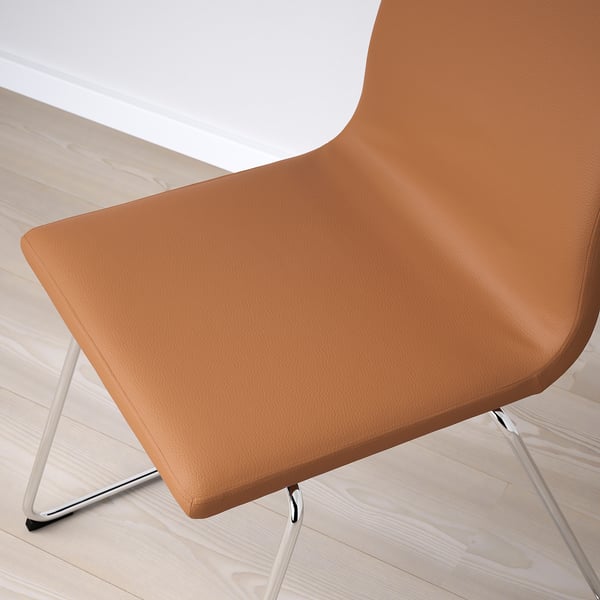 LILLÅNÄS - Chair, chrome/Bomstad ochre brown ,