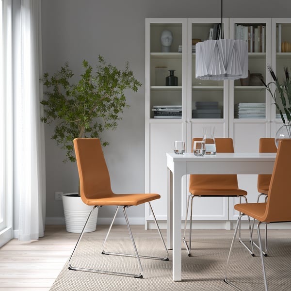 LILLÅNÄS - Chair, chrome/Bomstad ochre brown ,