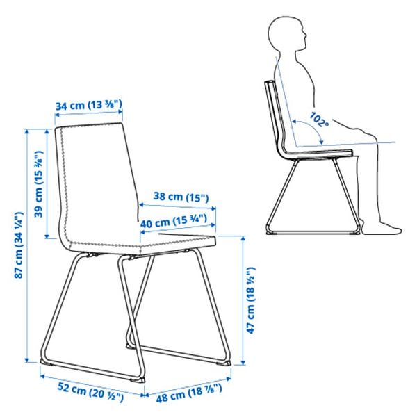 LILLÅNÄS - Chair, chrome/Bomstad ochre brown ,