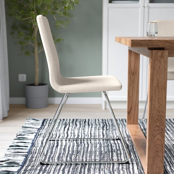 LILLÅNÄS chair, chrome-plated/Gunnared beige, 48x87x54 cm