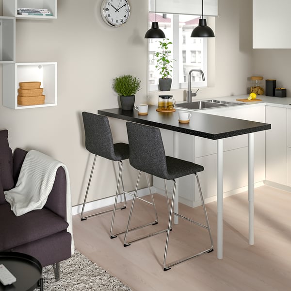 LILLÅNÄS bar stool, chrome-plated/Gunnared dark grey, 63 cm