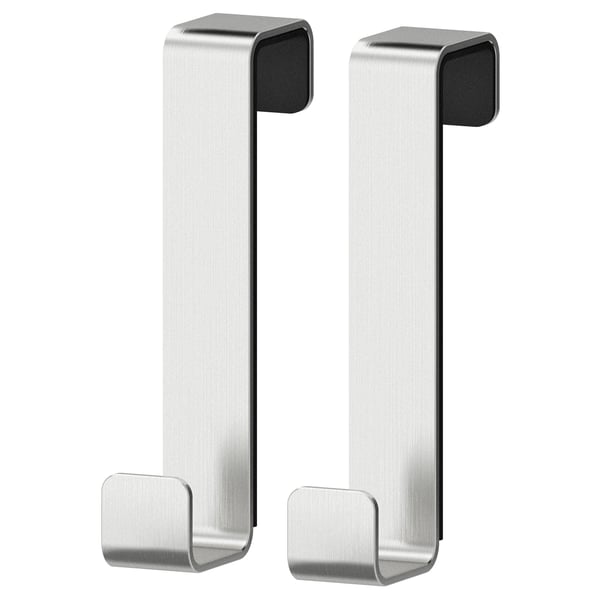LILLÅNGEN hanger for door, stainless steel, 1.5x8.3x4.5 cm, 2 pack