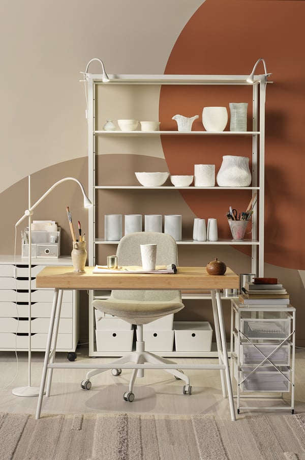 LILLÅSEN desk, bamboo, 102x49 cm