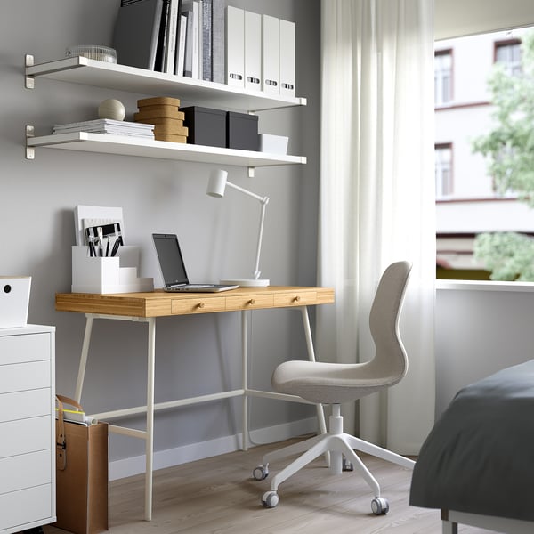 LILLÅSEN desk, bamboo, 102x49 cm