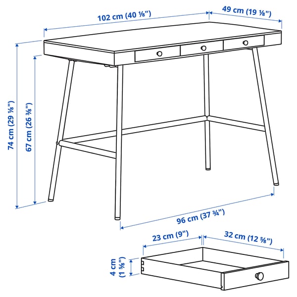 LILLÅSEN desk, bamboo, 102x49 cm