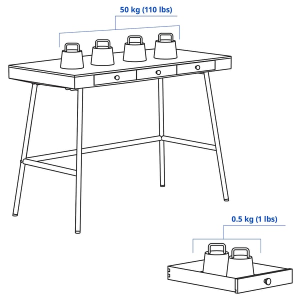 LILLÅSEN desk, bamboo, 102x49 cm