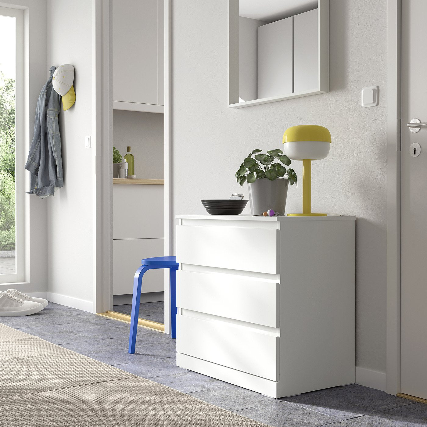 LILLBERGET chest of 3 drawers, white, 70x43x68 cm