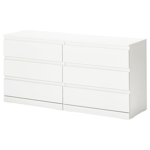 LILLBERGET chest of 6 drawers, white, 140x43x68 cm