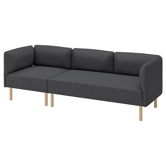 LILLEHEM 3-seat modular sofa, Gunnared/dark grey wood, 152x20x76 cm