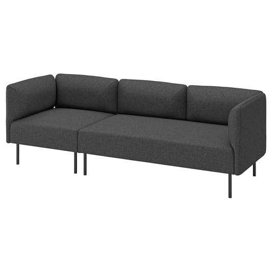 LILLEHEM 3-seat modular sofa, Gunnared/dark grey metal, 152x73x76 cm