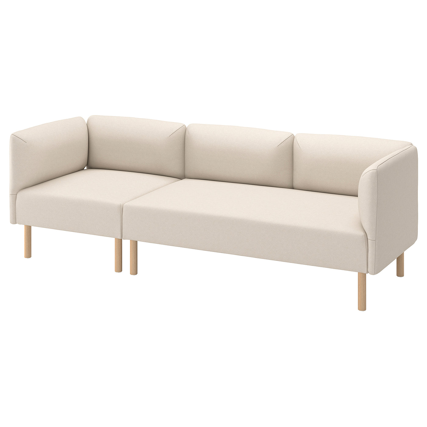 LILLEHEM 3-seat modular sofa, Vissle/beige wood, 152x73x76 cm