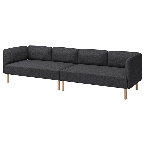 LILLEHEM - 4-seater sectional sofa, Gunnared/dark grey wood