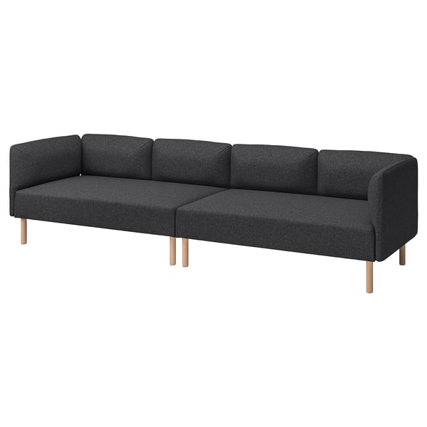 LILLEHEM 4-seat modular sofa, Gunnared/dark grey wood, 296x73x76 cm